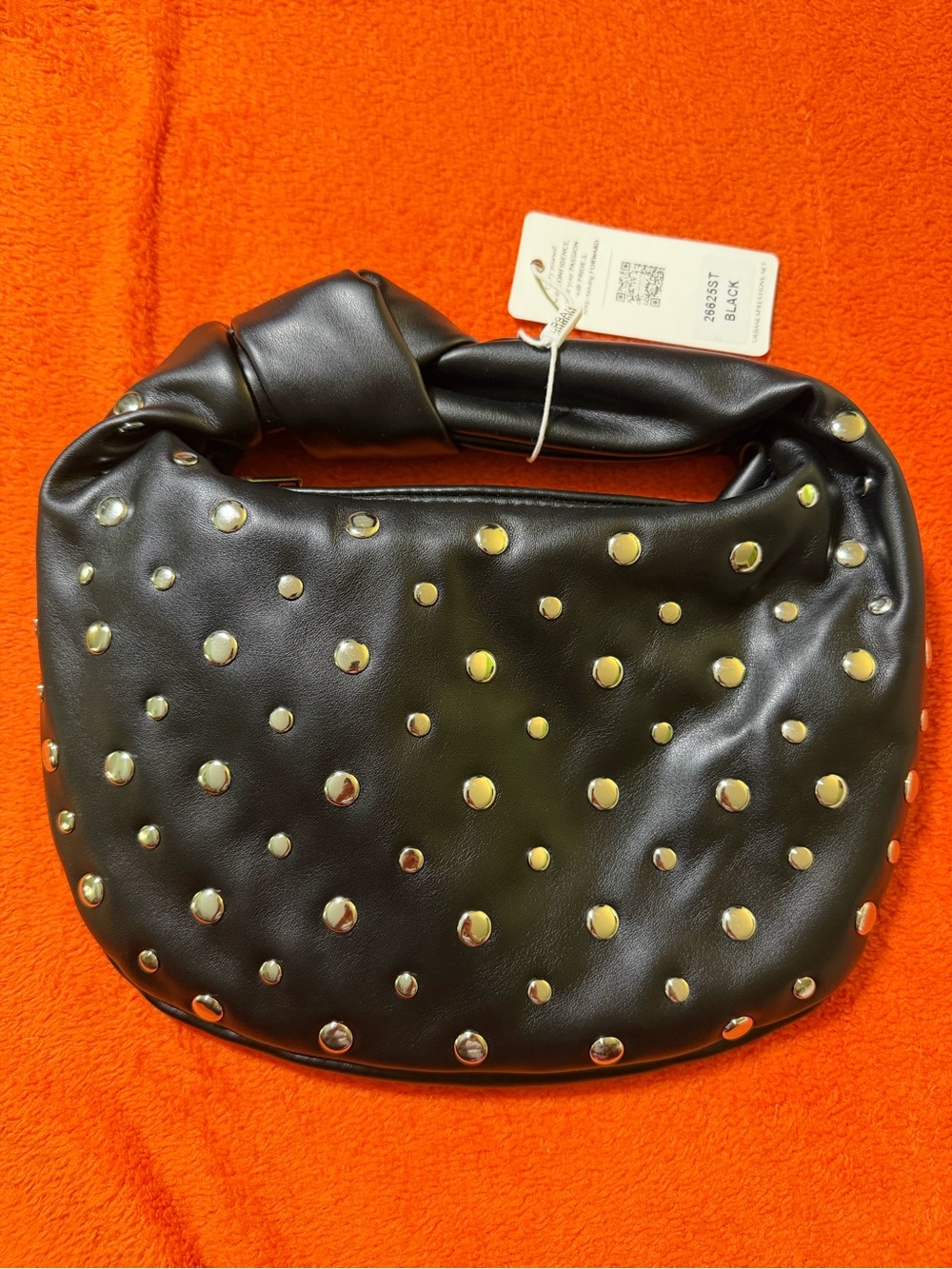 Urban Expressions Black Studded Hobo Shoulder Bag Vegan Leather NWT 26625ST - Picture 2 of 8